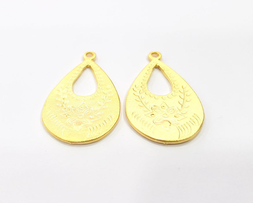 2 Gold Charms Gold Plated Charms  (46x27mm)  G16372