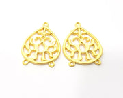 4 Teardrop Connector Charms Gold Plated Charms  (33x23mm)  G16374