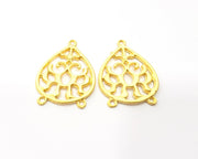 4 Teardrop Connector Charms Gold Plated Charms  (33x23mm)  G16374