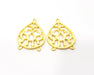 4 Teardrop Connector Charms Gold Plated Charms  (33x23mm)  G16374