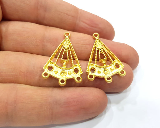 4 Gold Connector Charms Gold Plated Charms  (30x19mm)  G16377