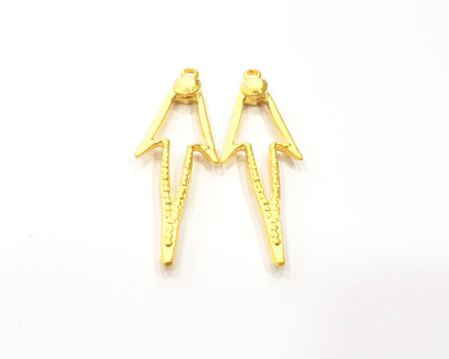 4 Gold Charms Gold Plated Charms  (43x14mm)  G16378