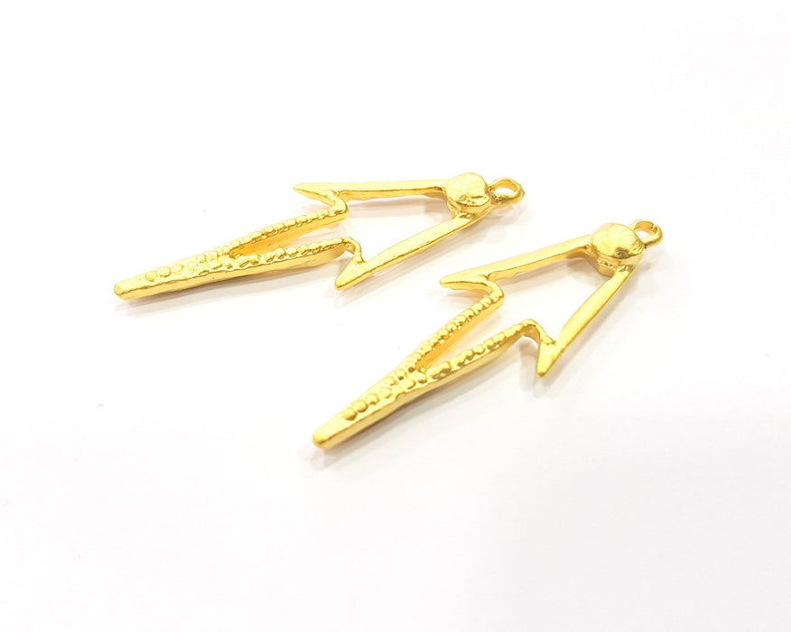 4 Gold Charms Gold Plated Charms  (43x14mm)  G16378