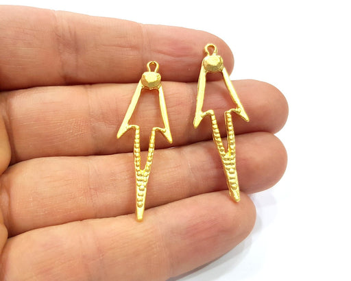 4 Gold Charms Gold Plated Charms  (43x14mm)  G16378