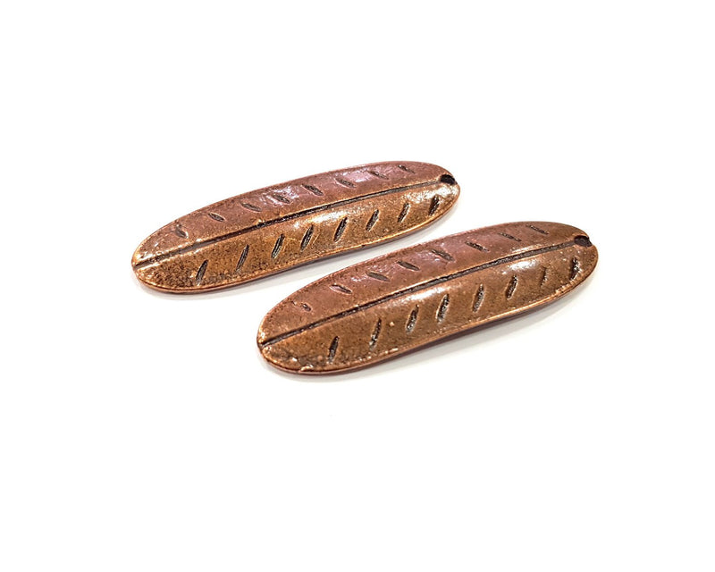 4 Feather Charm Antique Copper Charm (43x13mm) G16379