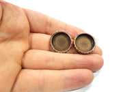 Earring Blank Backs Base Settings Copper Resin Blank Cabochon Base inlay Mountings Antique Copper Plated (18mm blank) 1 Pair G16382