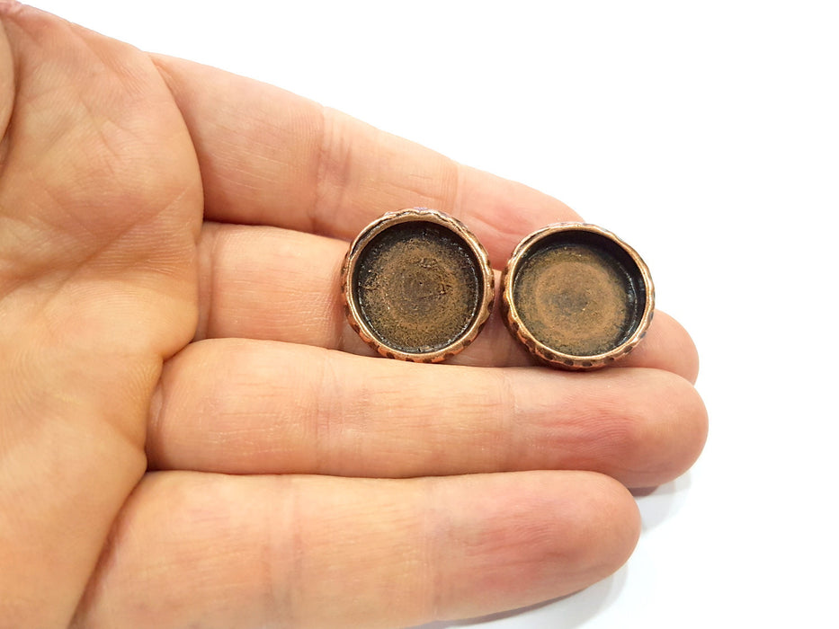 Earring Blank Backs Base Settings Copper Resin Blank Cabochon Base inlay Mountings Antique Copper Plated (18mm blank) 1 Pair G16382