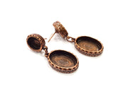 Earring Blank Backs Base Settings Copper Resin Blank Cabochon Base inlay Mountings Antique Copper Plated (18x13+10x8mm ) 1 Pair G16383