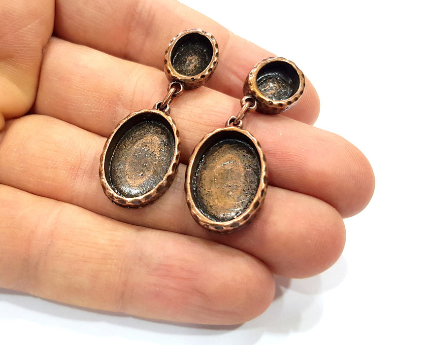 Earring Blank Backs Base Settings Copper Resin Blank Cabochon Base inlay Mountings Antique Copper Plated (18x13+10x8mm ) 1 Pair G16383