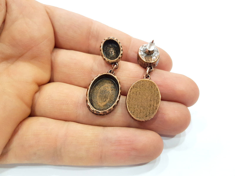 Earring Blank Backs Base Settings Copper Resin Blank Cabochon Base inlay Mountings Antique Copper Plated (18x13+10x8mm ) 1 Pair G16383