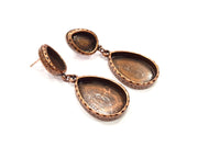 Teardrop Earring Blank Backs Base Copper Resin Blank Cabochon Base inlay Mountings Antique Copper Plated (25x18+14x10mm) 1 Pair G16390