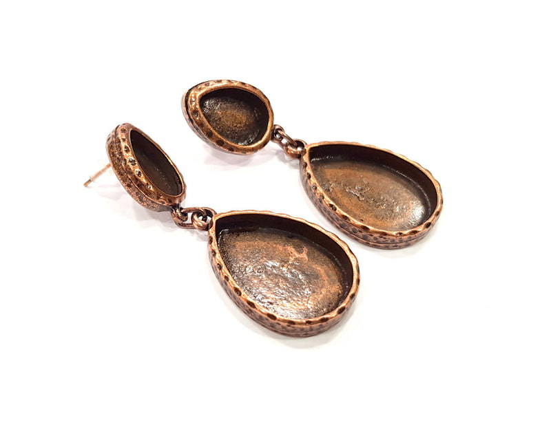 Teardrop Earring Blank Backs Base Copper Resin Blank Cabochon Base inlay Mountings Antique Copper Plated (25x18+14x10mm) 1 Pair G16390
