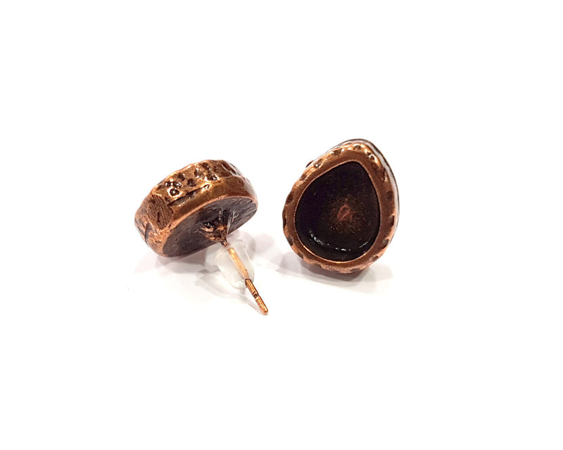 Teardrop Earring Blank Backs Base Copper Resin Blank Cabochon Base inlay Mountings Antique Copper Plated (10x8mm) 1 Pair G16391