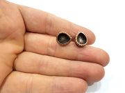 Teardrop Earring Blank Backs Base Copper Resin Blank Cabochon Base inlay Mountings Antique Copper Plated (10x8mm) 1 Pair G16391