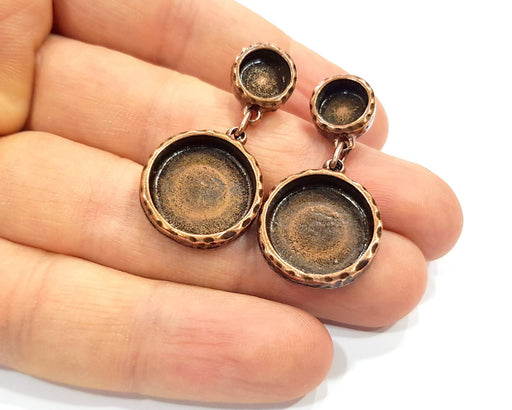 Earring Blank Backs Base Copper Resin Blank Cabochon Base inlay Mountings Antique Copper Plated (16mm + 8mm ) 1 Pair G16392