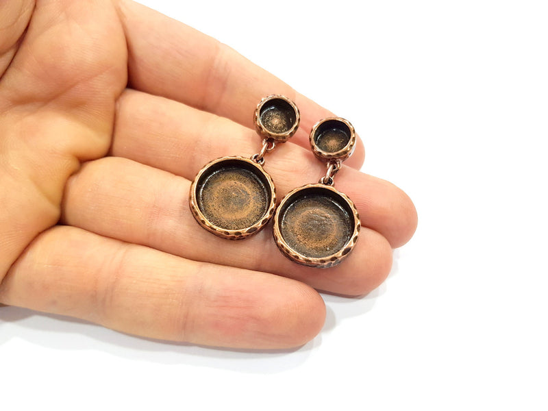 Earring Blank Backs Base Copper Resin Blank Cabochon Base inlay Mountings Antique Copper Plated (16mm + 8mm ) 1 Pair G16392