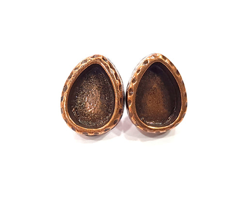 Teardrop Earring Blank Backs Base Copper Resin Blank Cabochon Base inlay Mountings Antique Copper Plated (14x10mm) 1 Pair G16393