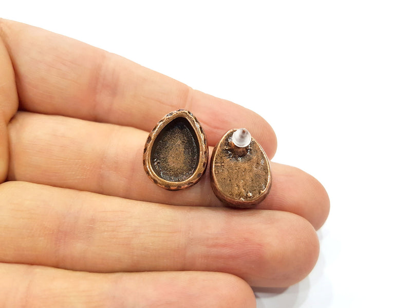 Teardrop Earring Blank Backs Base Copper Resin Blank Cabochon Base inlay Mountings Antique Copper Plated (14x10mm) 1 Pair G16393