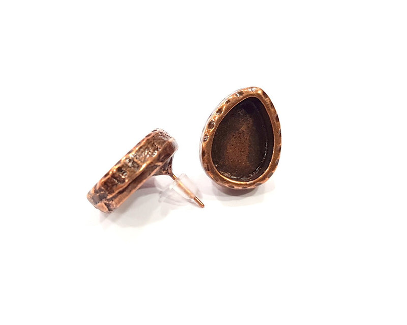 Teardrop Earring Blank Backs Base Copper Resin Blank Cabochon Base inlay Mountings Antique Copper Plated (14x10mm) 1 Pair G16393