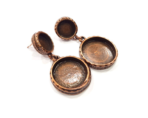 Earring Blank Backs Base Copper Resin Blank Cabochon Base inlay Mountings Antique Copper Plated (22mm + 12mm ) 1 Pair G16394