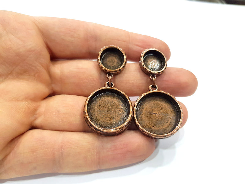 Earring Blank Backs Base Copper Resin Blank Cabochon Base inlay Mountings Antique Copper Plated (22mm + 12mm ) 1 Pair G16394