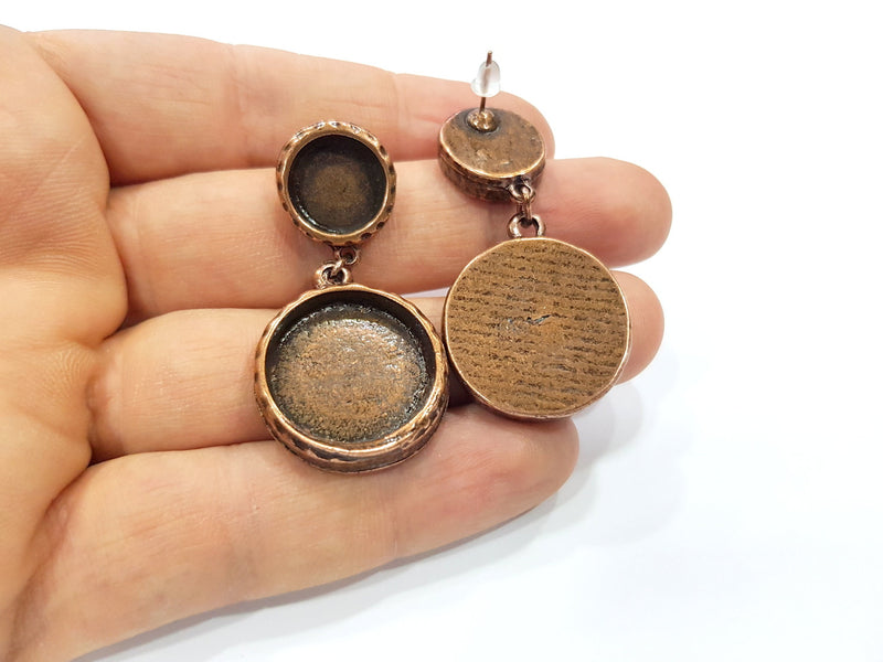 Earring Blank Backs Base Copper Resin Blank Cabochon Base inlay Mountings Antique Copper Plated (22mm + 12mm ) 1 Pair G16394