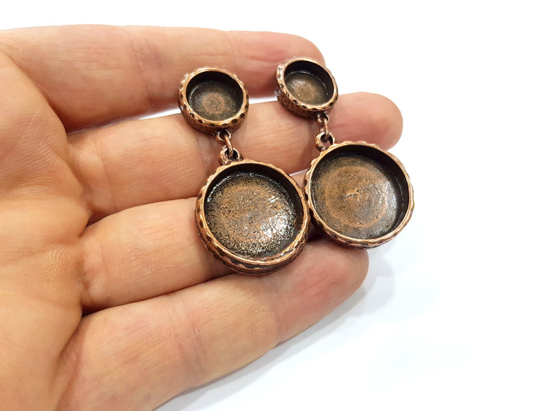 Earring Blank Backs Base Copper Resin Blank Cabochon Base inlay Mountings Antique Copper Plated (22mm + 12mm ) 1 Pair G16394