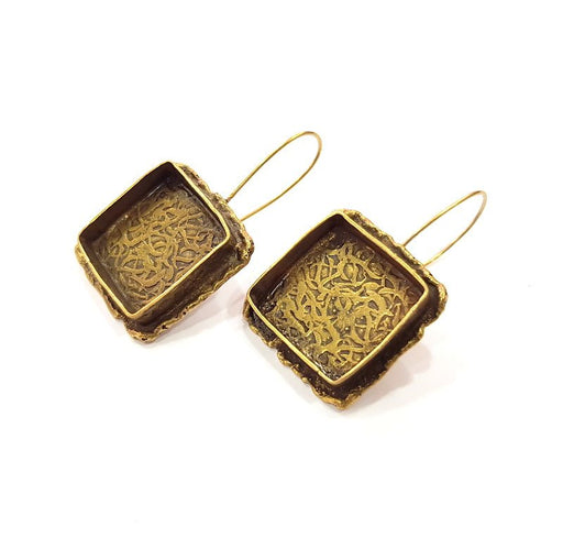 Earring Blank Backs Antique Bronze Resin Base inlay Cabochon Mountings Setting Antique Bronze Plated Brass (18mm blank) 1 pair G15544