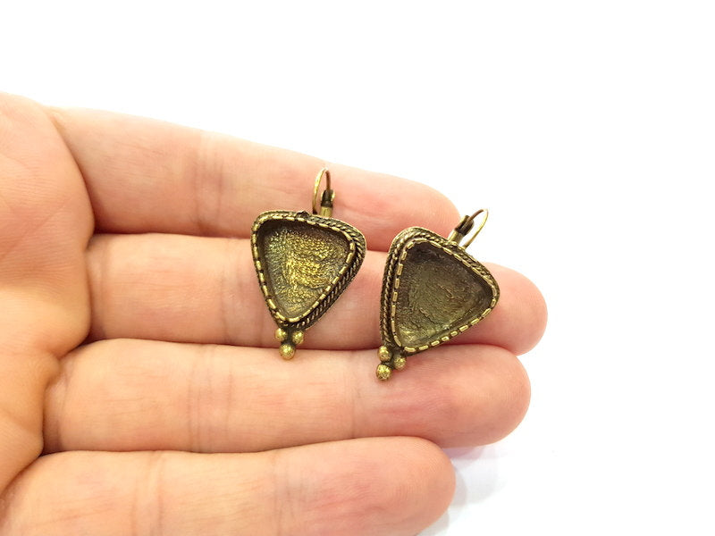 Earring Blank Backs Antique Bronze Resin Base inlay Cabochon Mountings Setting Antique Bronze Plated Brass (15mm blank) 1 pair G15546