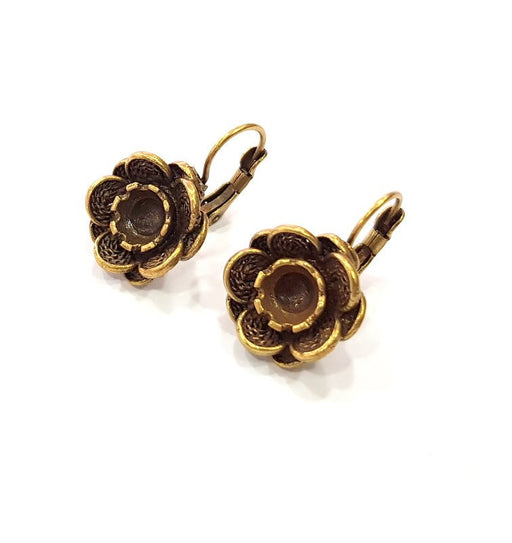 Earring Blank Backs Antique Bronze Resin Base inlay Cabochon Mountings Setting Antique Bronze Plated Brass (6mm blank) 1 pair G15548