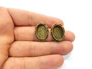 Earring Blank Backs Antique Bronze Resin Base inlay Cabochon Mountings Setting Antique Bronze Plated Brass (18x13mm blank) 1 pair G15551