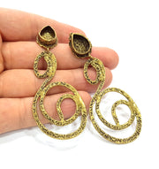 Earring Blank Backs Antique Bronze Resin Base inlay Cabochon Mountings Setting Antique Bronze Plated Brass (14x10mm blank) 1 pair G15553