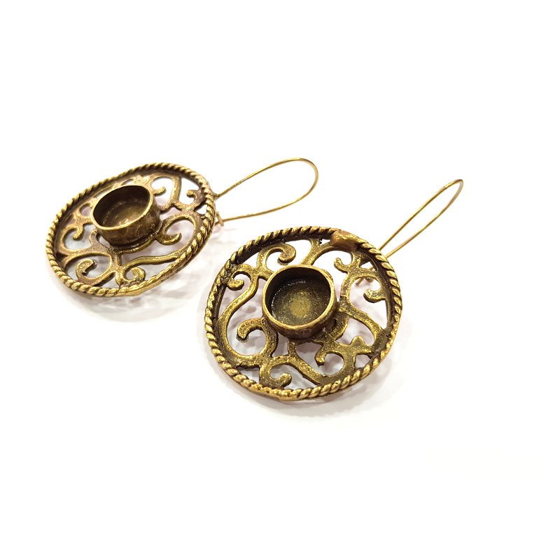 Earring Blank Backs Antique Bronze Resin Base inlay Cabochon Mountings Setting Antique Bronze Plated Brass (10mm blank) 1 pair G15554