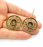 Earring Blank Backs Antique Bronze Resin Base inlay Cabochon Mountings Setting Antique Bronze Plated Brass (10mm blank) 1 pair G15554