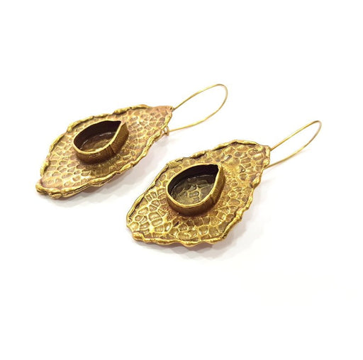 Earring Blank Backs Antique Bronze Resin Base inlay Cabochon Mountings Setting Antique Bronze Plated Brass (18x13mm blank) 1 pair G15556