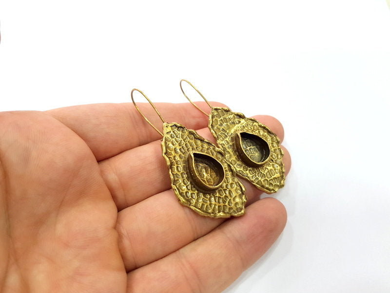 Earring Blank Backs Antique Bronze Resin Base inlay Cabochon Mountings Setting Antique Bronze Plated Brass (18x13mm blank) 1 pair G15556