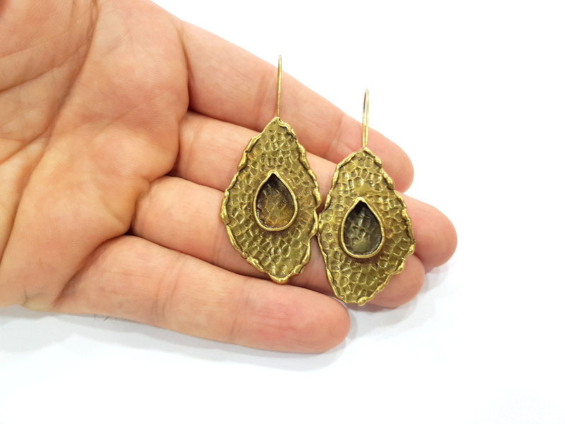 Earring Blank Backs Antique Bronze Resin Base inlay Cabochon Mountings Setting Antique Bronze Plated Brass (18x13mm blank) 1 pair G15556