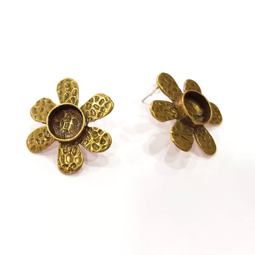 Earring Blank Backs Antique Bronze Resin Base inlay Cabochon Mountings Setting Antique Bronze Plated Brass (10mm blank) 1 pair G15557