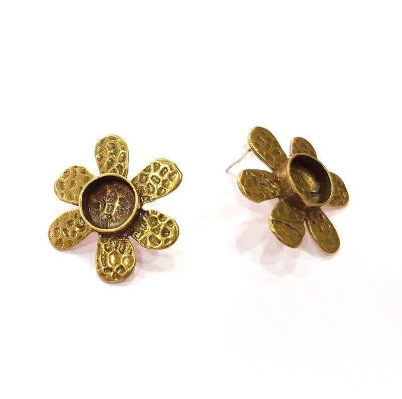 Earring Blank Backs Antique Bronze Resin Base inlay Cabochon Mountings Setting Antique Bronze Plated Brass (10mm blank) 1 pair G15557