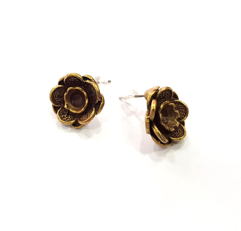 Earring Blank Backs Antique Bronze Resin Base inlay Cabochon Mountings Setting Antique Bronze Plated Brass (6mm blank) 1 pair G15560