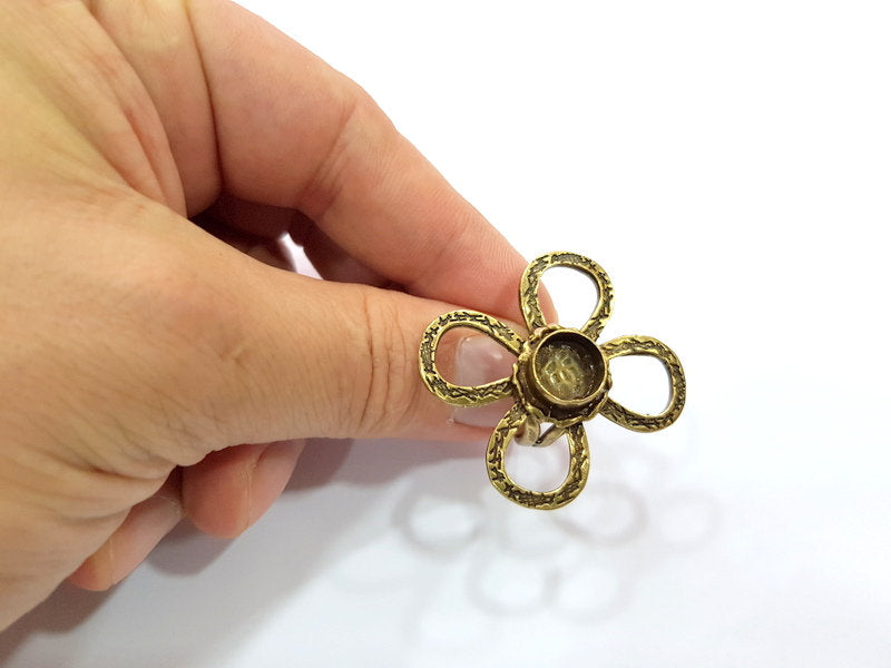 Antique Bronze Ring Blank Ring Setting inlay Blank Mosaic Bezel Base Cabochon Mountings (10mm Blank)Antique Bronze Plated Brass G15563