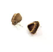 Earring Blank Backs Antique Bronze Resin Base inlay Cabochon Mountings Setting Antique Bronze Plated Brass (9x7mm blank) 1 pair G15564