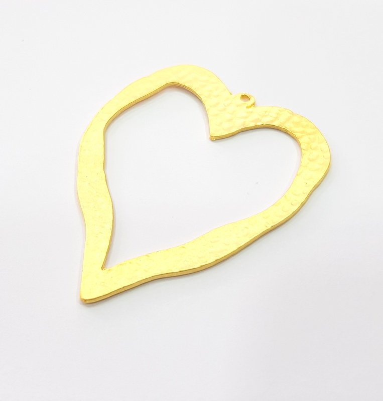 Gold Heart Pendant Gold Plated Metal (60x47mm)  G15565