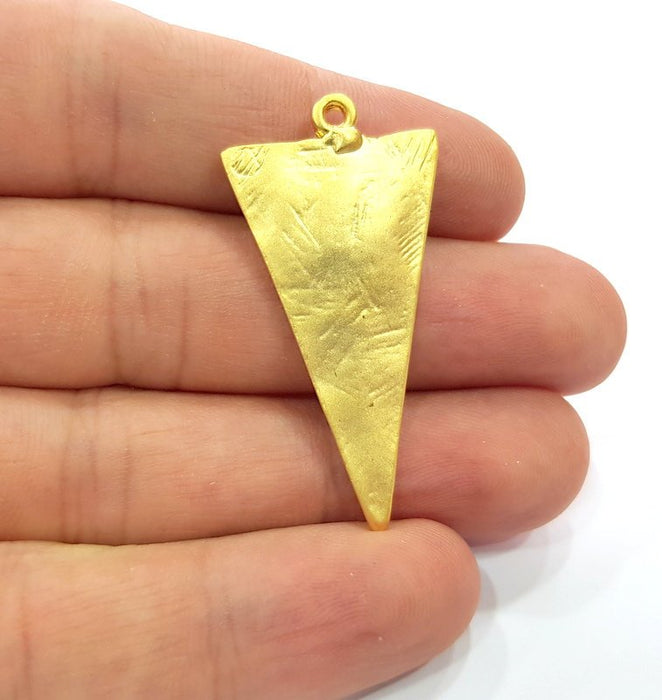 2 Triangle Charm Gold Plated Charms Gold Plated Metal (44x22mm)  G15568