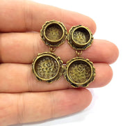 Earring Blank Backs Antique Bronze Resin Base inlay Cabochon Mountings Antique Bronze Plated Brass (14+10mm blank)  1 pair G15571