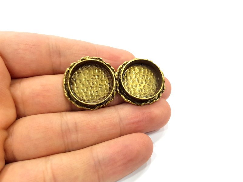 Earring Blank Backs Antique Bronze Resin Base inlay Cabochon Mountings Setting Antique Bronze Plated Brass (20mm blank) 1 pair G15573