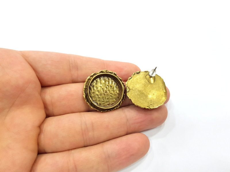 Earring Blank Backs Antique Bronze Resin Base inlay Cabochon Mountings Setting Antique Bronze Plated Brass (20mm blank) 1 pair G15573