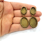Earring Blank Backs Antique Bronze Resin Base inlay Cabochon Mountings Antique Bronze Plated Brass (25x18+18x13mm blank)  1 pair G15574
