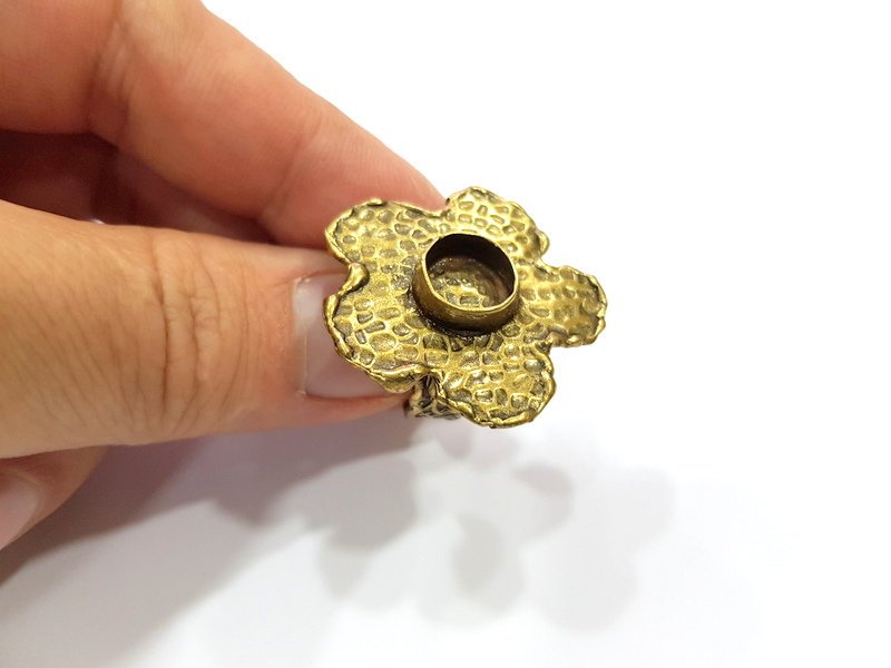 Antique Bronze Ring Blank Ring Setting inlay Blank Mosaic Bezel Base Cabochon Mountings (10mm Blank)Antique Bronze Plated Brass G15577