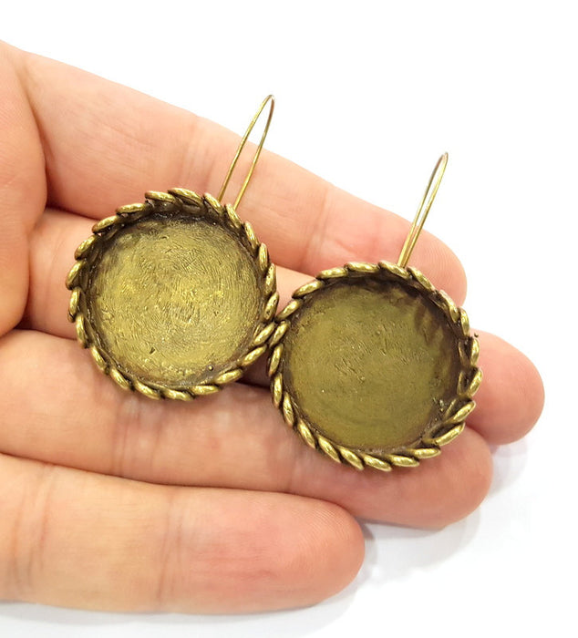 Earring Blank Backs Antique Bronze Resin Base inlay Cabochon Mountings Setting Antique Bronze Plated Brass (25mm blank) 1 pair G15578